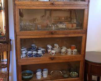 Antique oak 5-stack lawyers bookcase (34”W, 12”D, 72”H) - there are 3 like this one