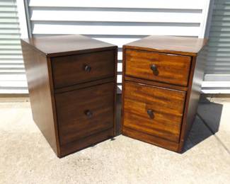 
2 Wood Wheeled File Cabinets