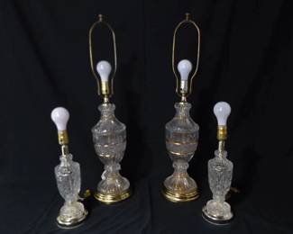4 High End Gold Gilded Trim etc. Crystal Lamps