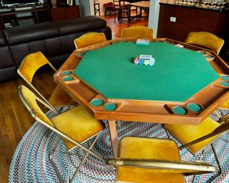 Gorgeous 8 person POKER Card Table .
Fritz Metal + Velvet chairs are SOLD!