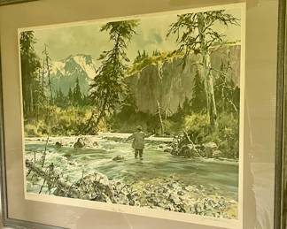 signed and framed Cowan print "Fast Water"