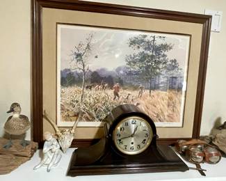 Taxidermy is not part of the sale. The mantel clock is beautiful! 