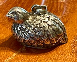sterling 3D Quail pendant