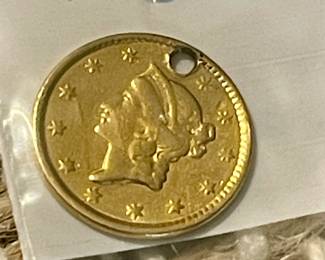 gold miniature coin charm