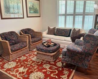 beautiful small size off white love seat ( chairs sold)