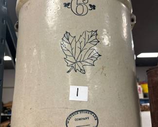 6 Gallon Western Co. Maple Leaf Crock