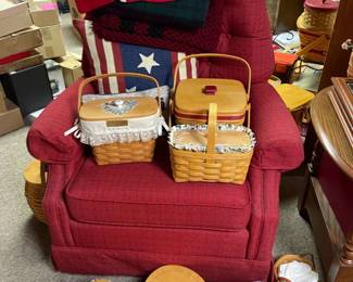 . . . these Longabergers look quite comfortable in this uholstered chair
