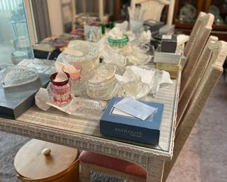 . . .  beautiful wicker table and chair set -- also nice Longaberger baskets underneath!