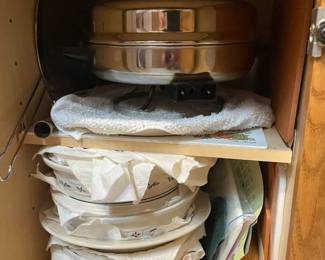 . . . electric frying pan and Longaberger china