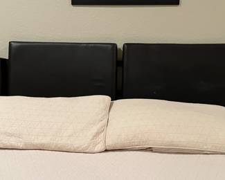 Leather and wood king size bed