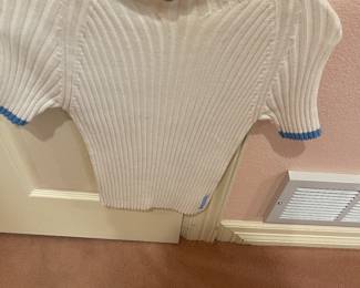 ESCADA cream sweater with turquoise trim