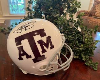 This Texas A&M helmet is signed by Johnny Manziel