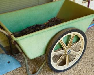 Green metal garden cart
