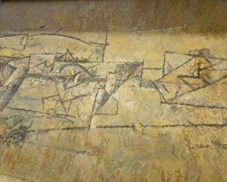 4 x 6 rug with Picasso design, "Picasso" at upper corner