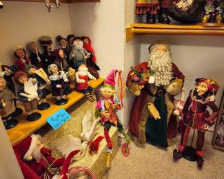 Byers Carolers are sold, Mark Roberts Santa and Elf. Most JR Santas and fairies have original boxes.