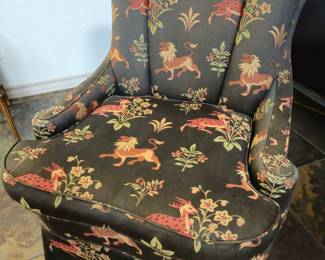 Versatile chair with eye catching fabric in like-new condition.