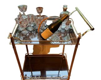 FABULOUS bar cart with vintage barware 