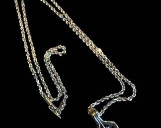 Diamond weighs approximately .62 carats..graded at H in color SI2 in clarity. Chain is a 20” diamond cut rope weighing 7.4 grams