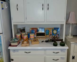 Antique Hoosier cabinet - metal top