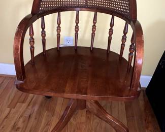 Vintage Office Chair Oak with Cane Back