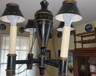 Vintage Metal and Chain Light Fixture