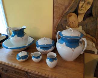 Antique LaBelle China, Wash Basin with Pitcher, Compotes with Lids, and more