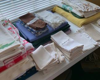 Tons of Linens--bedspreads, tablecloths, sheets, pillowcases (this is just a sampling!)