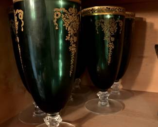 Antique Melrose Green Glassware Tiffin Franciscan Glasses