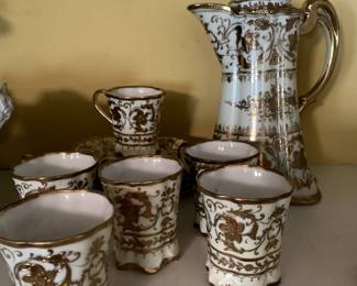 Antique Tea Seat With Saucers and Tea Cups Hand Painted Nippon
