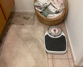 towels, rugs, scale