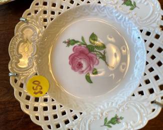 meissen pink rose plate