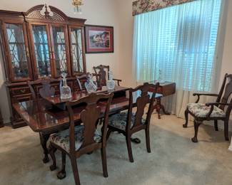Dining table, chairs, 2 leaves, China Hutch
