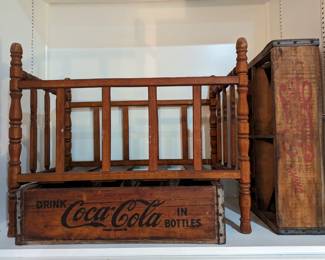 Coca Cola vintage crate, Pepsi vintage crate, Vintage doll crib/bed