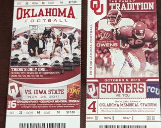 Oklahoma Sooner unused tickets