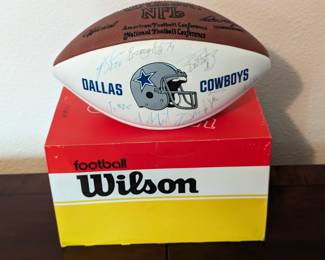 Dallas Cowboys autographed football; Troy Aikman, Michael Irvin, Moose Johnston...