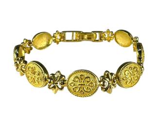 14kt Yellow Gold Fleur De Lis Link Bracelet