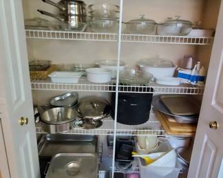 Bain Marie, Farberware, Corningware - French White with lids and vintage patterns.  