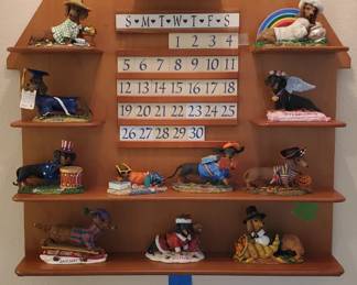 Danbury Mint Perpetual Dachshund Calendar with additional tiles.