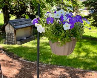 We have a Great Selection of Beautiful Potted Flowers, Shepherd Hooks, Bird Bath and Planters.