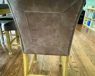 Marble Top Counter Height 54" Square Dining Table and 8 Counter Height Upholstered Stools