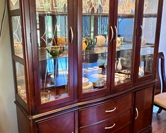 Dining Table and 6 Chairs with 1 Leaf, Custom Covers and China Cabinet 