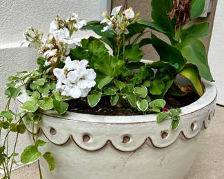 We have a Great Selection of Beautiful Potted Flowers, Shepherd Hooks, Bird Bath and Planters.