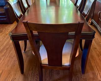 Dining Table and 6 Chairs with 1 Leaf, Custom Covers and China Cabinet 