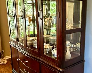 Dining Table and 6 Chairs with 1 Leaf, Custom Covers and China Cabinet 