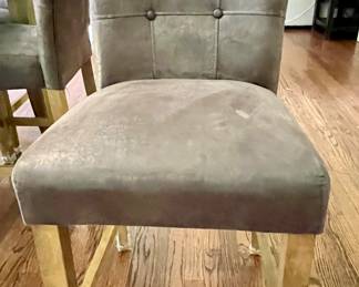 Marble Top Counter Height 54" Square Dining Table and 8 Counter Height Upholstered Stools