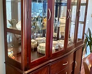 Dining Table and 6 Chairs with 1 Leaf, Custom Covers and China Cabinet 