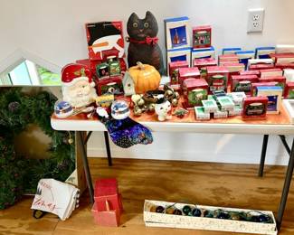 Holiday decor, Hallmark ornaments (some sold)