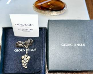 Georg Jenson sterling silver pin in original box w/ paperwork