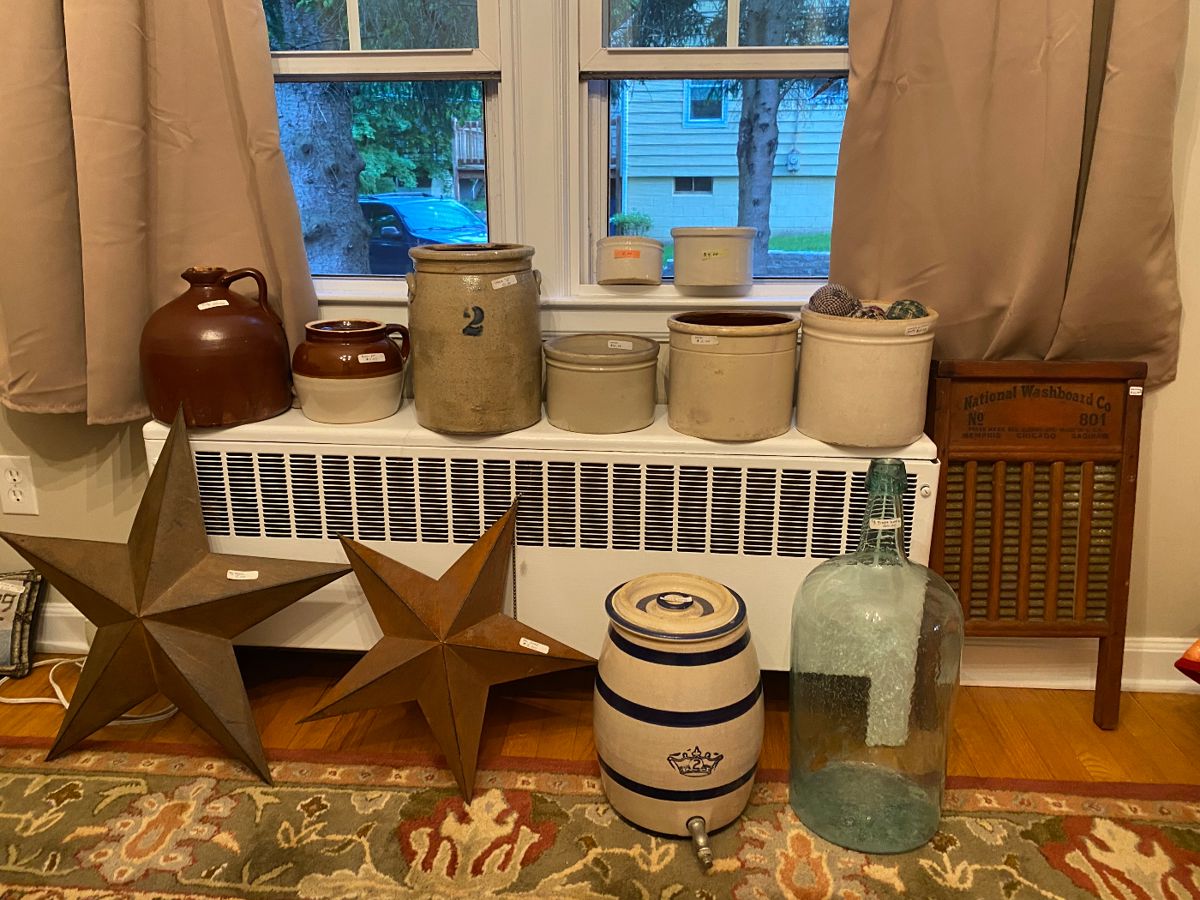 Various crocks, jugs and country items