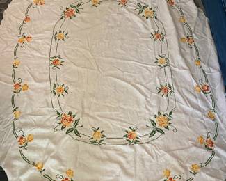 Hand embroidered tablecloth